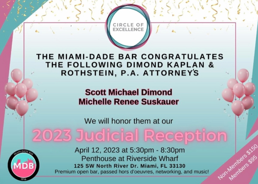 Invitation for the Miami-Dade bar 2023 judicial reception